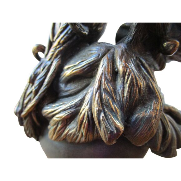 Antique Intricate Bronze Pheasant Bird On Apple With Ladybug Table Bell EUC - Picture 11 of 16